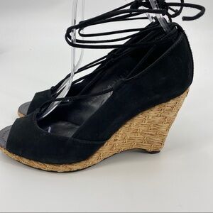 Donald J Pliner Mana black espadrille wedge 7